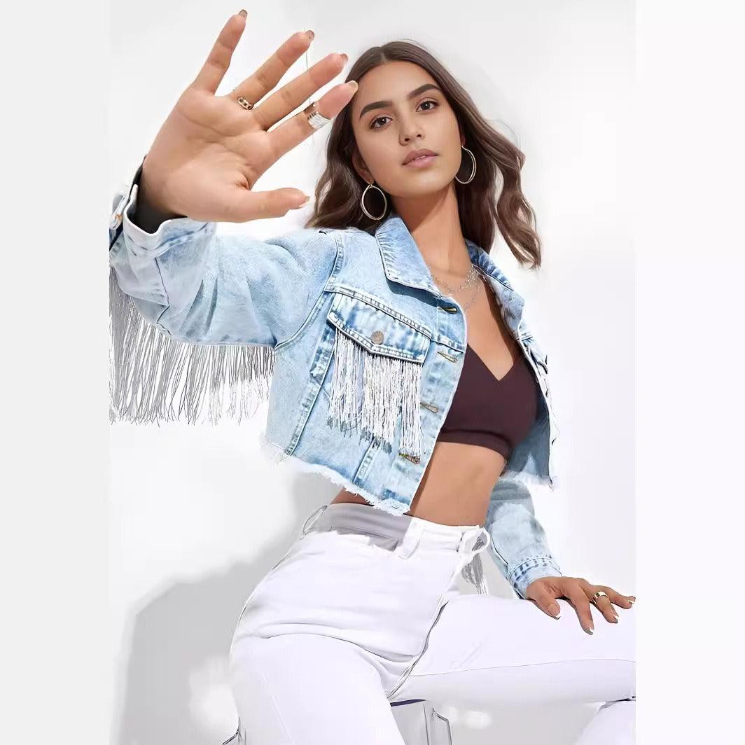 Fringe Rider Short Denim Jacket