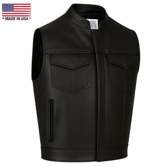 BECK® Men's 566 Black Leather Horsehide Motorcycle Vest