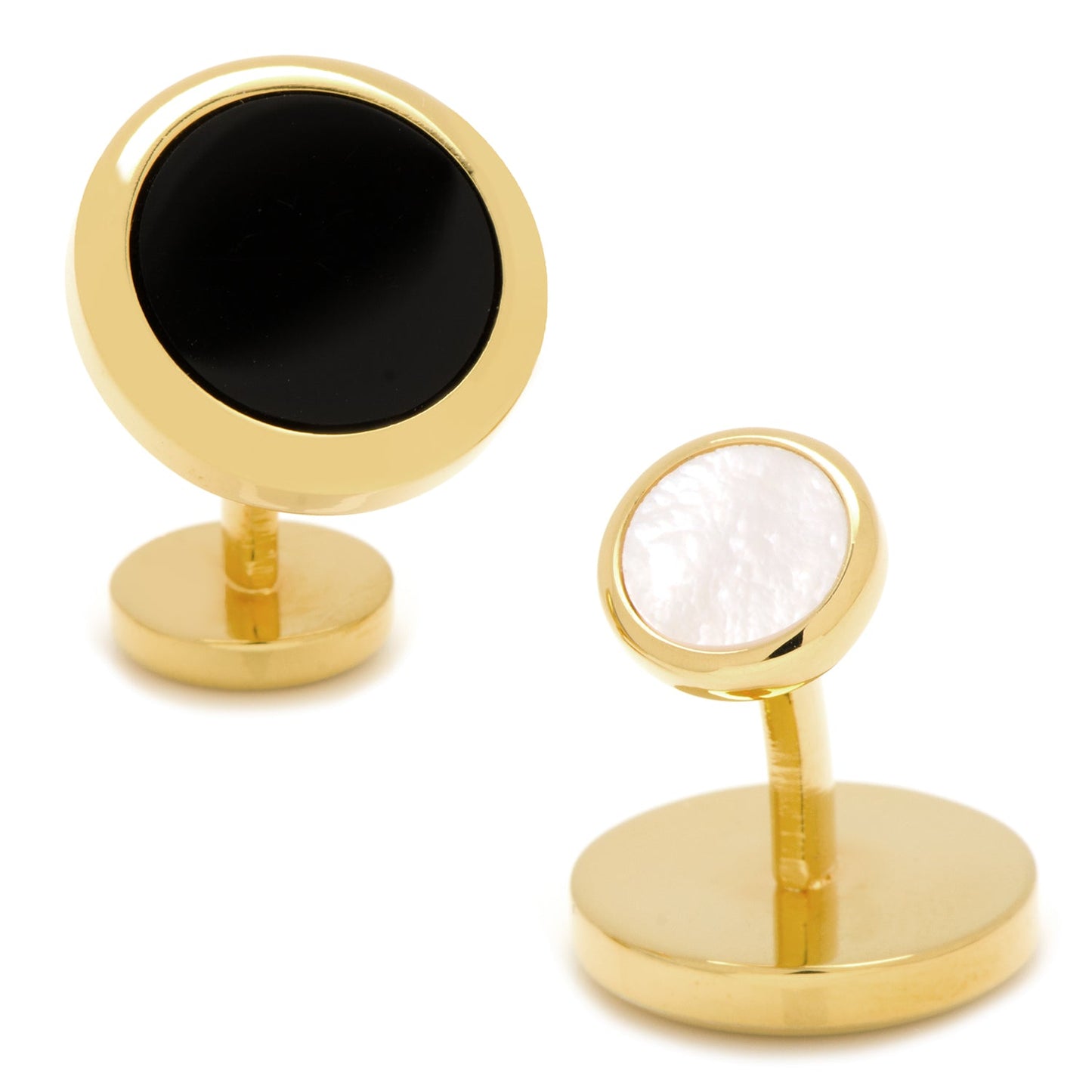 Double Sided Gold Onyx Round Beveled Cufflinks - Concordia Style Boutique