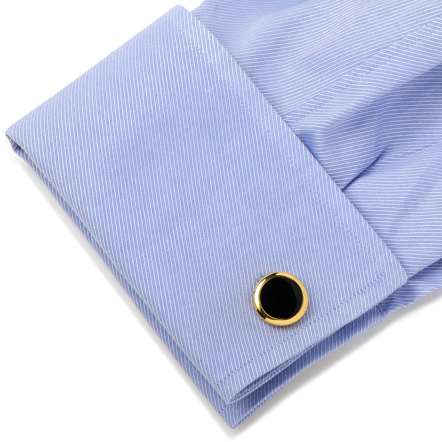 Double Sided Gold Onyx Round Beveled Cufflinks - Concordia Style Boutique