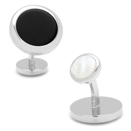 Double Sided Onyx Round Beveled Cufflinks - Concordia Style Boutique