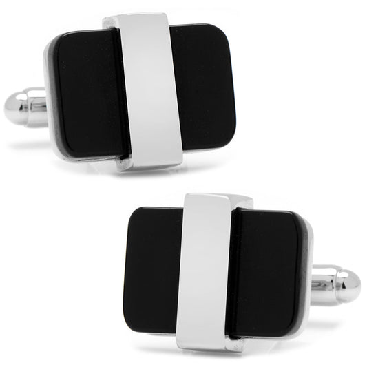 Silver Wrapped Onyx Cufflinks - Concordia Style Boutique