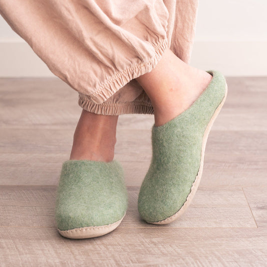 Eucalyptus Green | Luxury Organic Merino Wool Slippers - Concordia Style Boutique