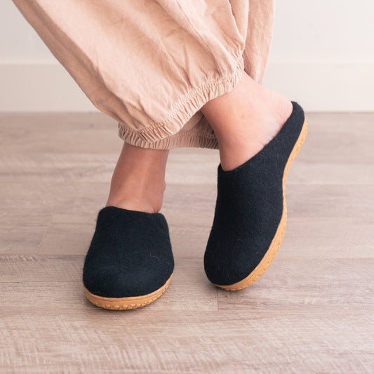 Night Black | Luxury Organic Merino Wool Slippers - Concordia Style Boutique
