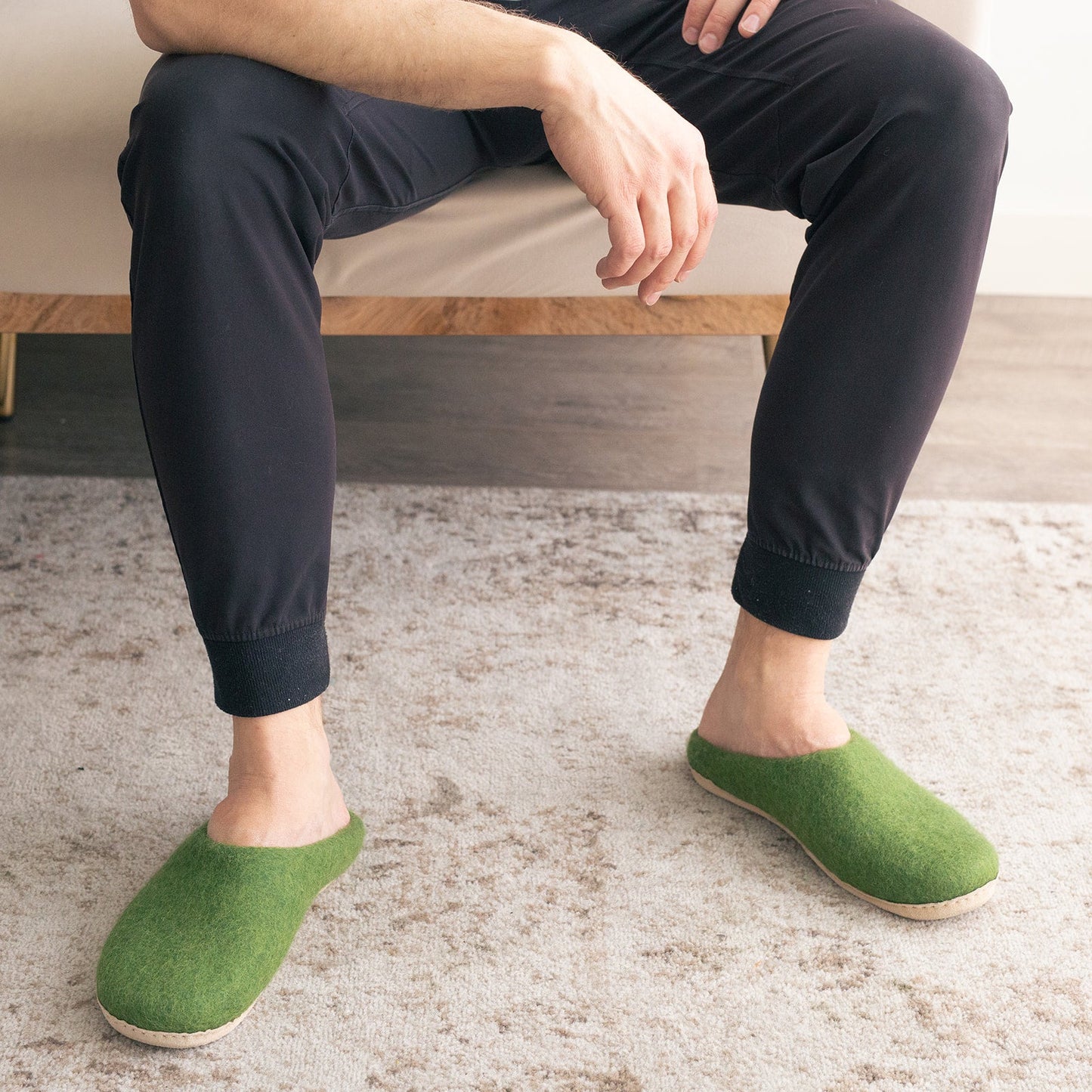 Forest Green | Mens Organic Merino Wool Slippers - Concordia Style Boutique