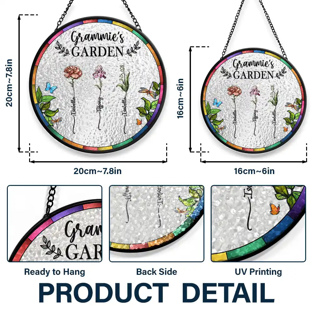 Personalized Stained Glass Window Hanging Suncatcher - "Birth Flower Grandma's Garden" - Personalized Gift - Premium Window Hanging Suncatcher from Concordia Style Boutique - Just $21.72! Shop now at Concordia Style Boutique