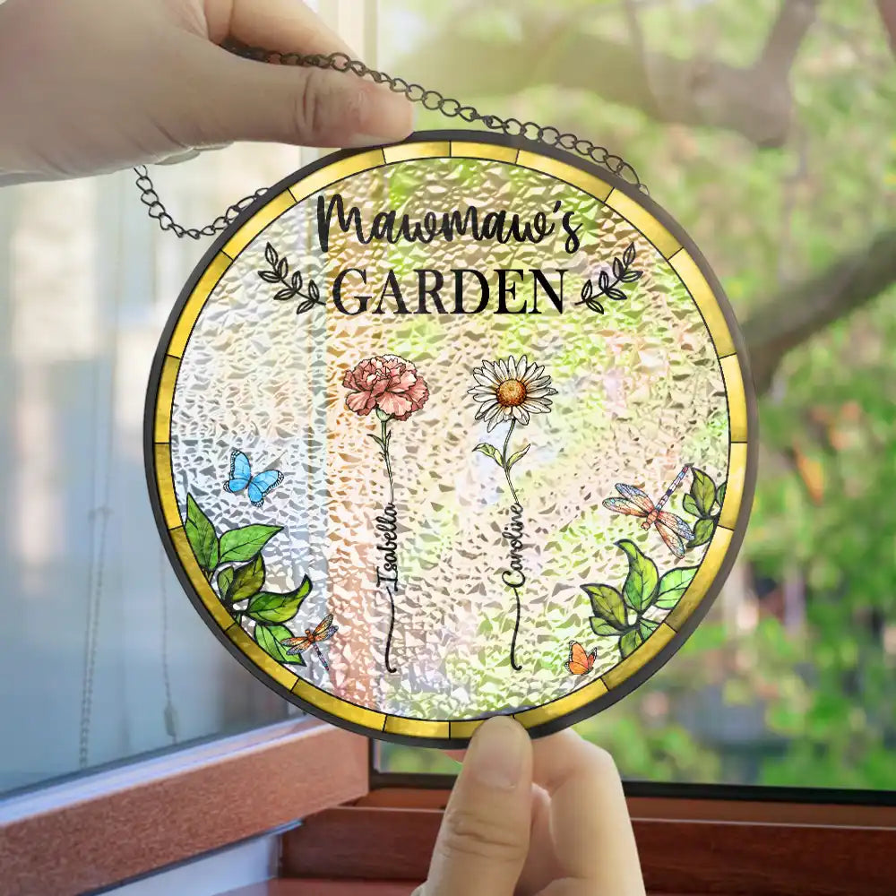 Personalized Stained Glass Window Hanging Suncatcher - "Birth Flower Grandma's Garden" - Personalized Gift - Premium Window Hanging Suncatcher from Concordia Style Boutique - Just $21.72! Shop now at Concordia Style Boutique