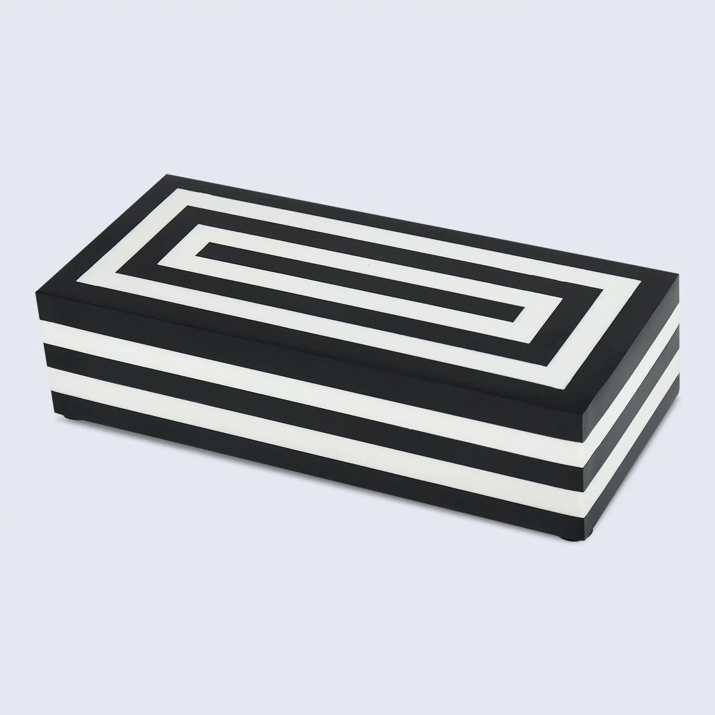 Decorative Storage Box Medley Concentrics Resin Inlay in 8 Sizes, Black & White - Concordia Style Boutique