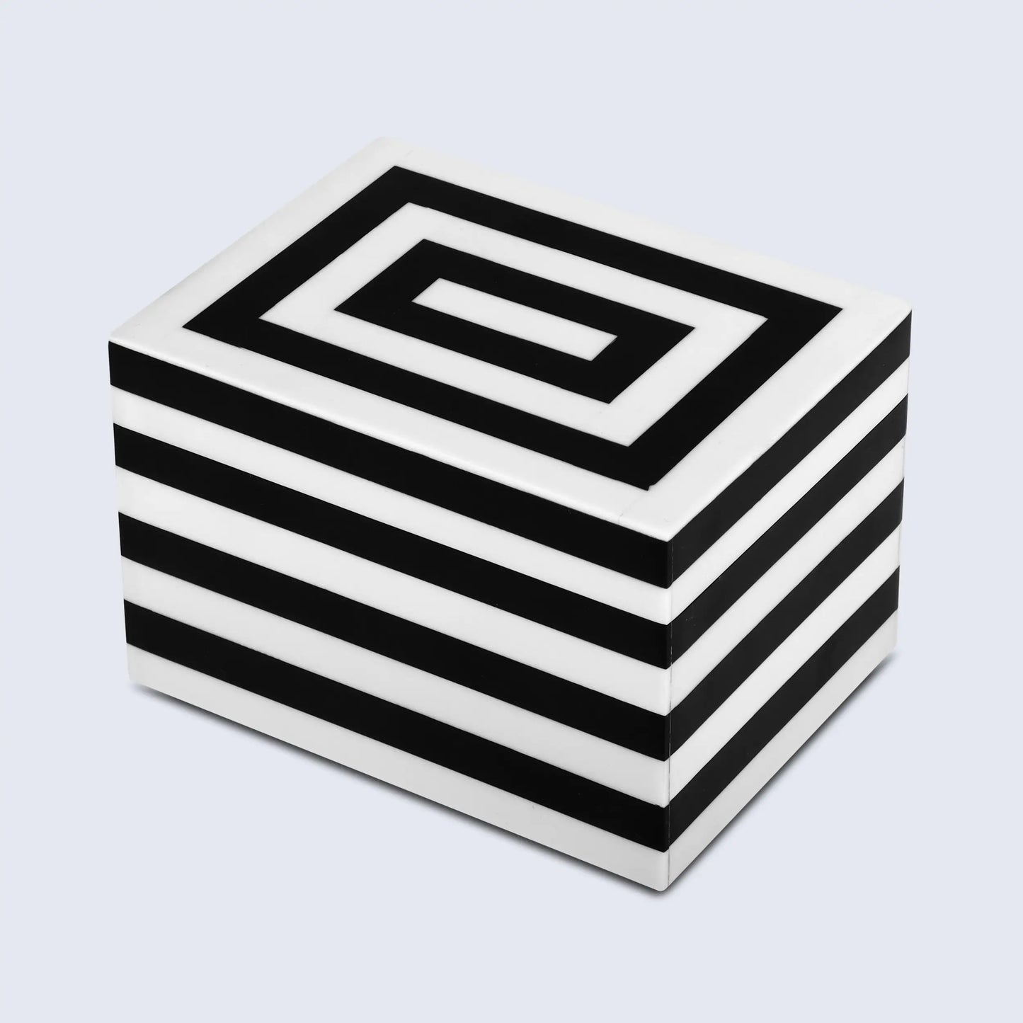 Decorative Storage Box Medley Concentrics Resin Inlay in 8 Sizes, Black & White - Concordia Style Boutique