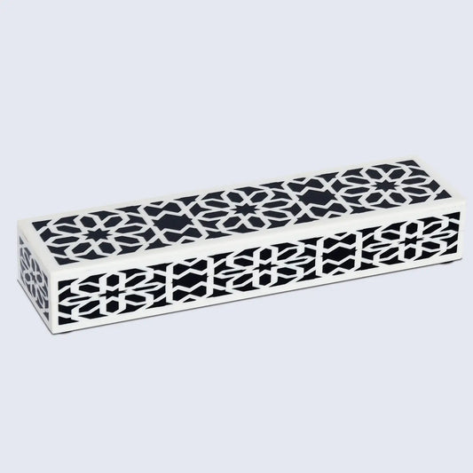 Decorative Storage Box Shiraz Resin Inlay in 7 Sizes, Black & White - Concordia Style Boutique
