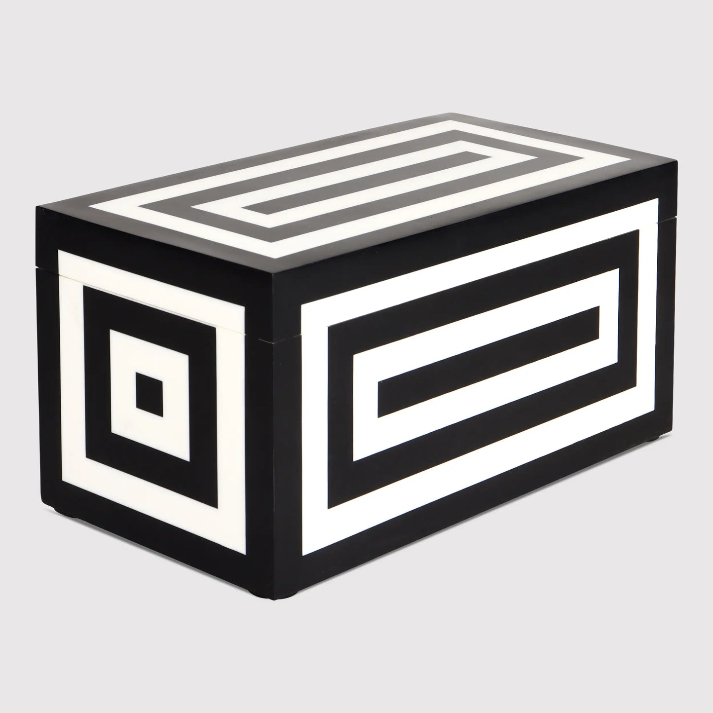 Decorative Storage Box Medley Concentrics Resin Inlay in 8 Sizes, Black & White - Concordia Style Boutique