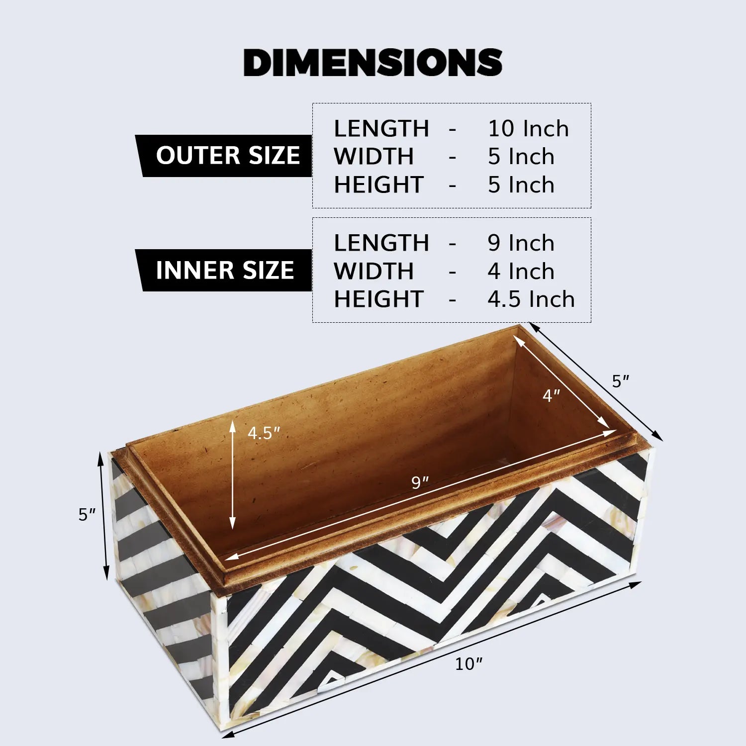 Decorative Storage Box Nacre Trance Mother of Pearl & Resin Inlay in 10 x 5 x 5 inch - Concordia Style Boutique