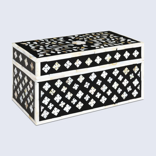 Decorative Storage Box Rhonda Bouquet Mother of Pearl & Resin Inlay in 10 x 5 x 5 inch - Concordia Style Boutique