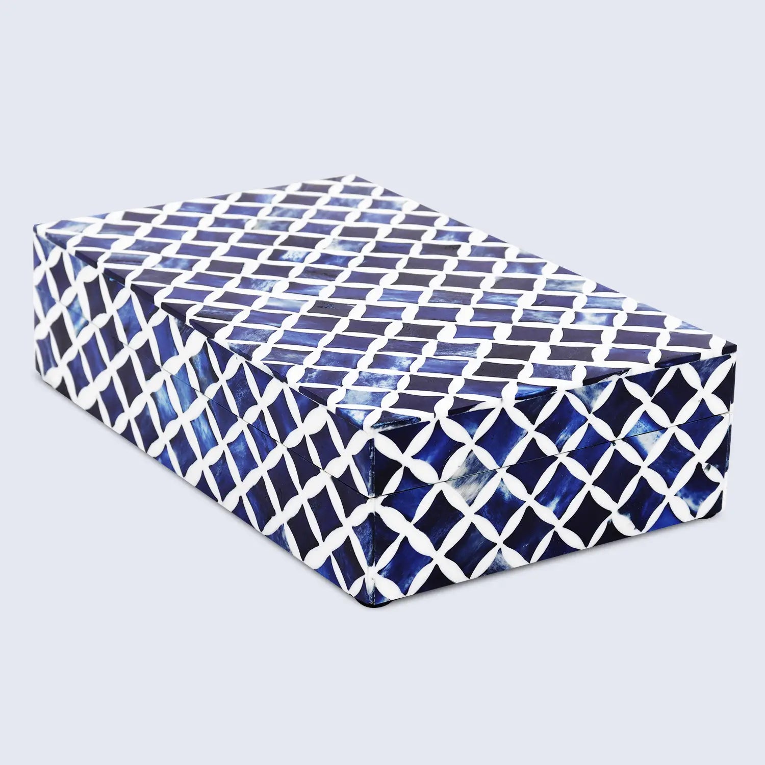 Star Pattern Bone & Resin Inlay Decorative Storage Box – Blue - Concordia Style Boutique