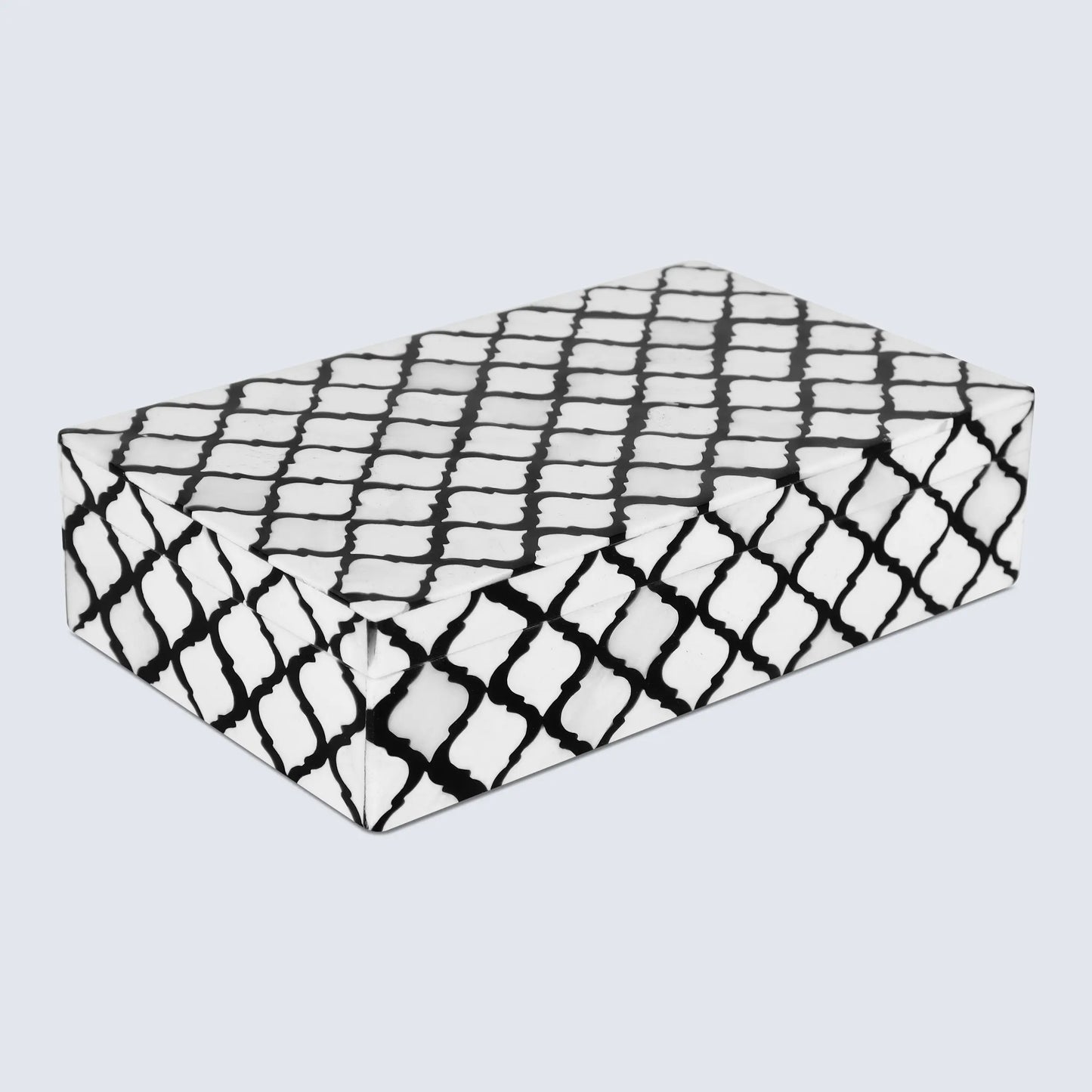 Moroccan Bone & Resin Inlay Decorative Storage Box in 9 Sizes, Black & White - Concordia Style Boutique
