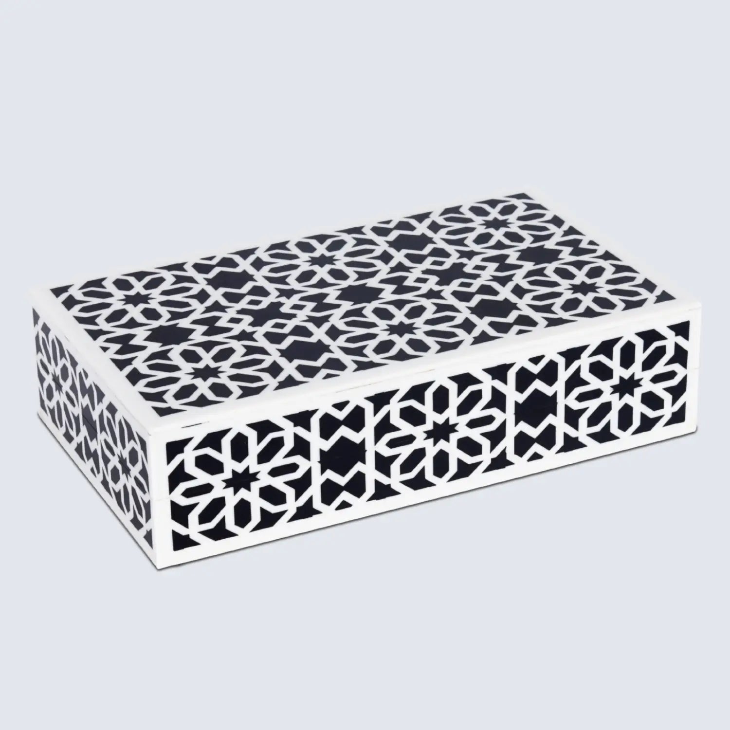 Decorative Storage Box Shiraz Resin Inlay in 7 Sizes, Black & White - Concordia Style Boutique