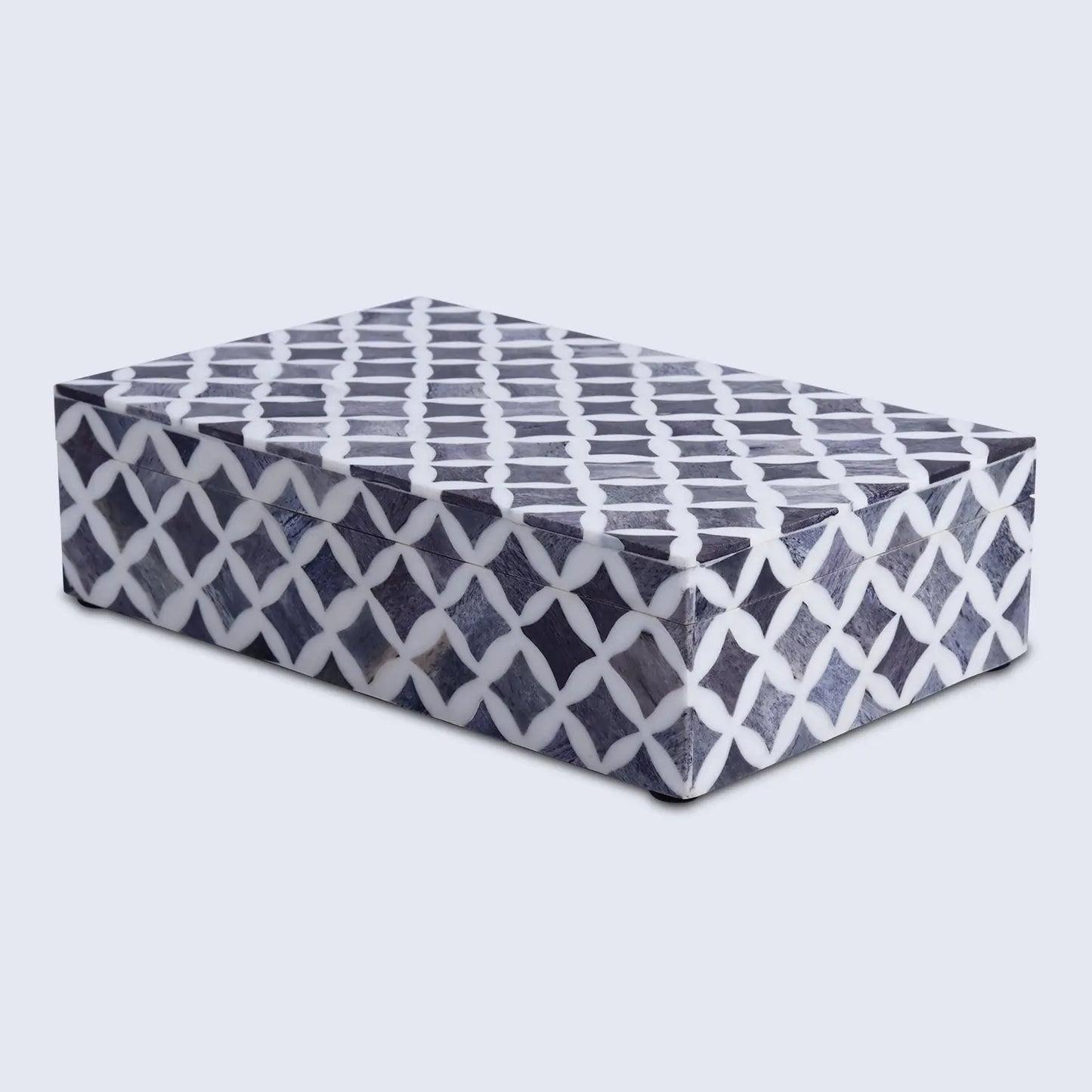 Star Pattern Bone & Resin Inlay Decorative Storage Box – Grey - Concordia Style Boutique
