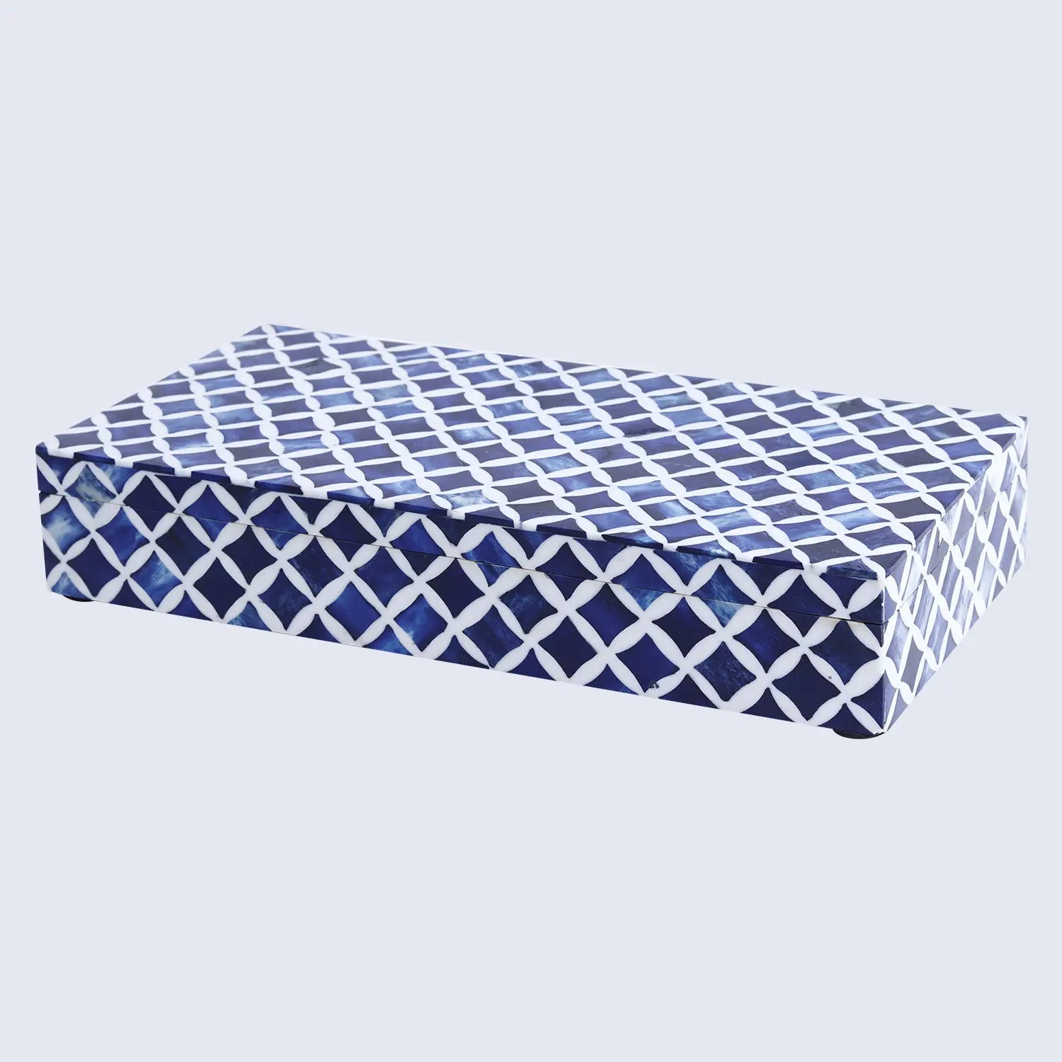 Star Pattern Bone & Resin Inlay Decorative Storage Box – Blue - Concordia Style Boutique