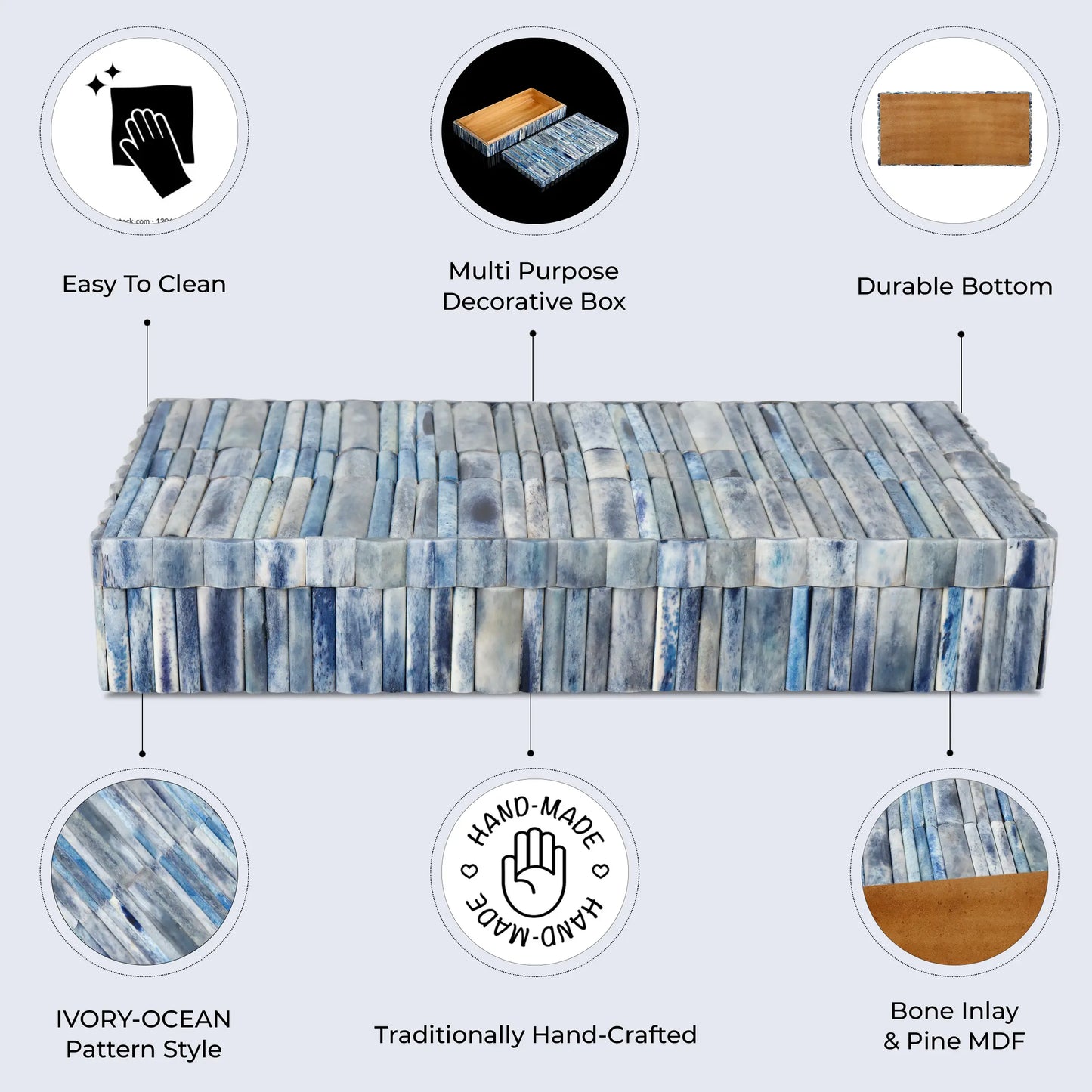 Ivory Ocean Bone Inlay Decorative Storage Box in 7 Sizes - Concordia Style Boutique