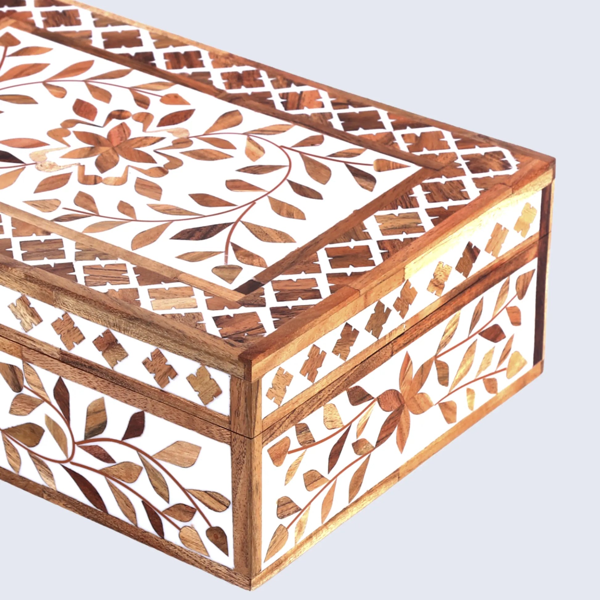 Decorative Storage Box Alhambra Bouquet Wood & Resin Inlay in 12 x 8 x 4 inch - Concordia Style Boutique
