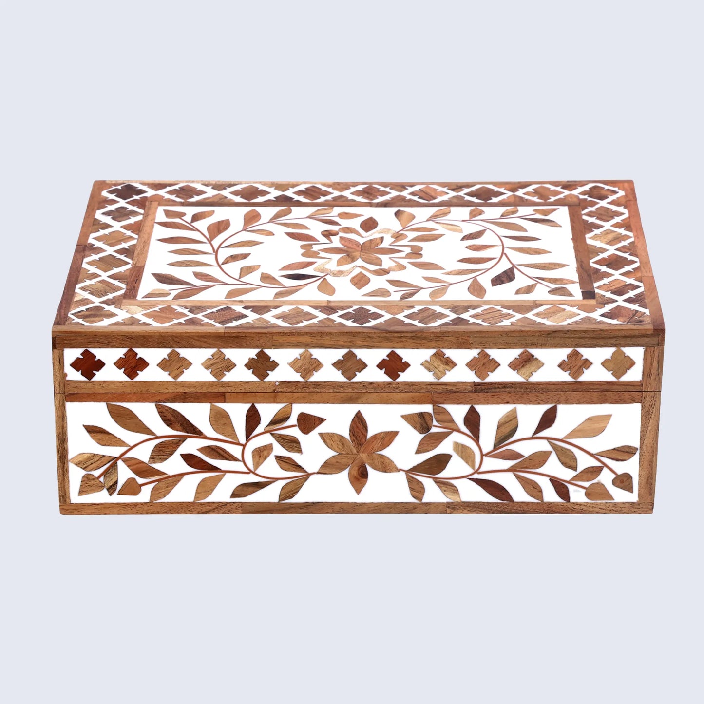 Decorative Storage Box Alhambra Bouquet Wood & Resin Inlay in 12 x 8 x 4 inch - Concordia Style Boutique