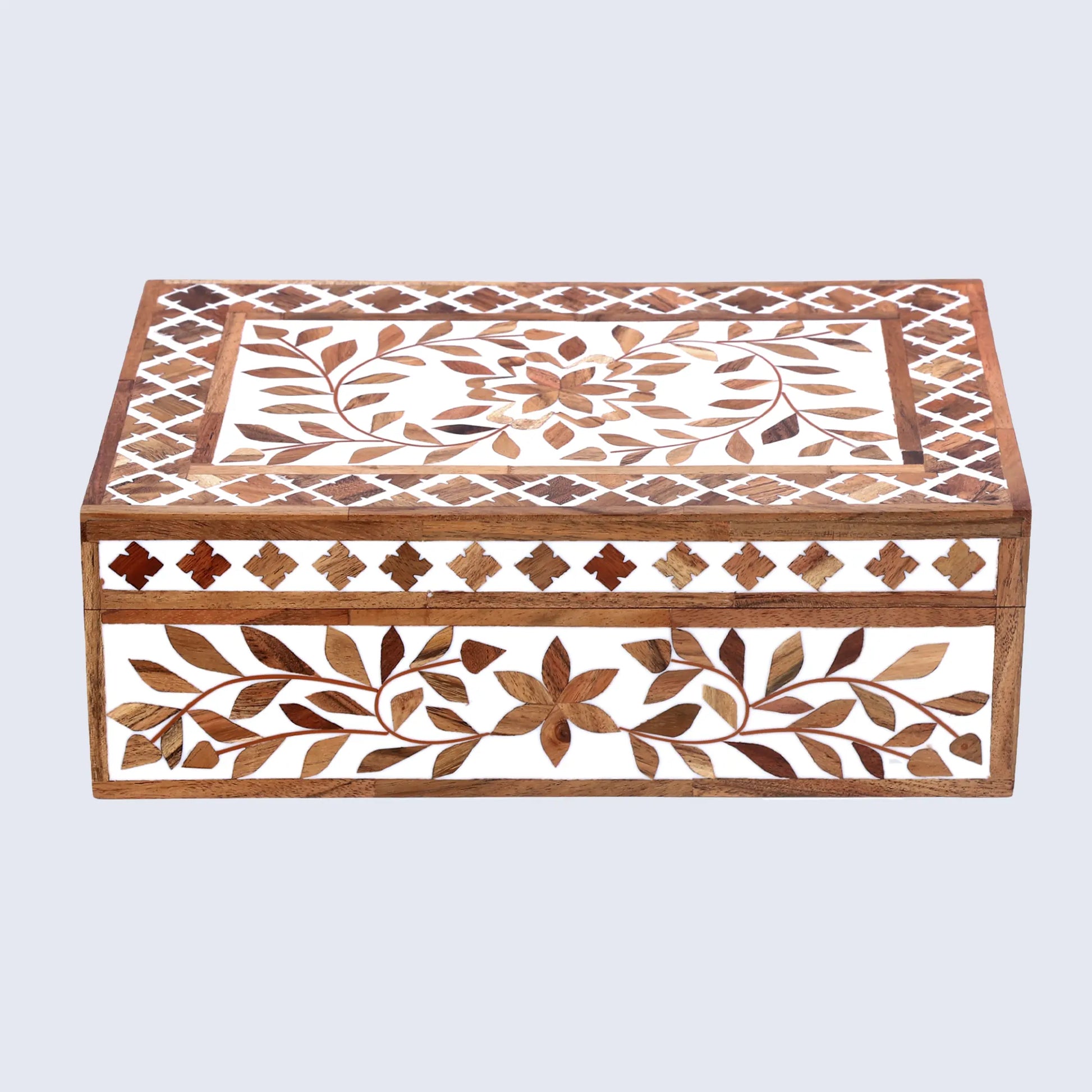 Decorative Storage Box Alhambra Bouquet Wood & Resin Inlay in 12 x 8 x 4 inch - Concordia Style Boutique