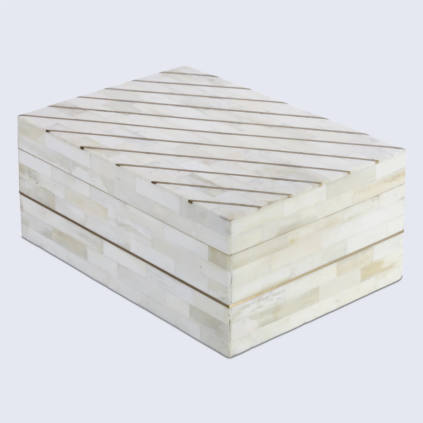 Aegean Pearl Bone Inlay & Brass Decorative Storage Box in 2 Sizes - Concordia Style Boutique