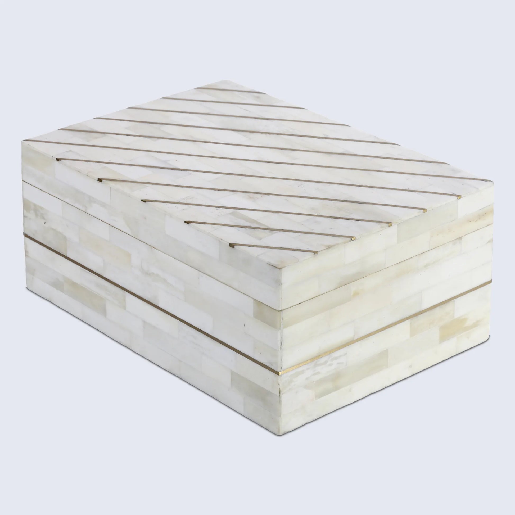 Aegean Pearl Bone Inlay & Brass Decorative Storage Box in 2 Sizes - Concordia Style Boutique