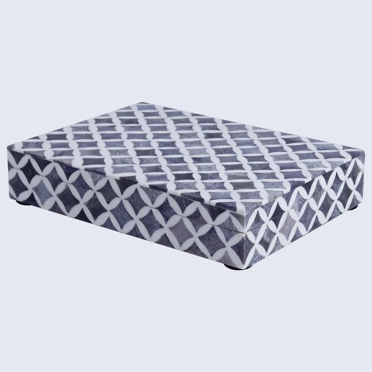Star Pattern Bone & Resin Inlay Decorative Storage Box – Grey - Concordia Style Boutique