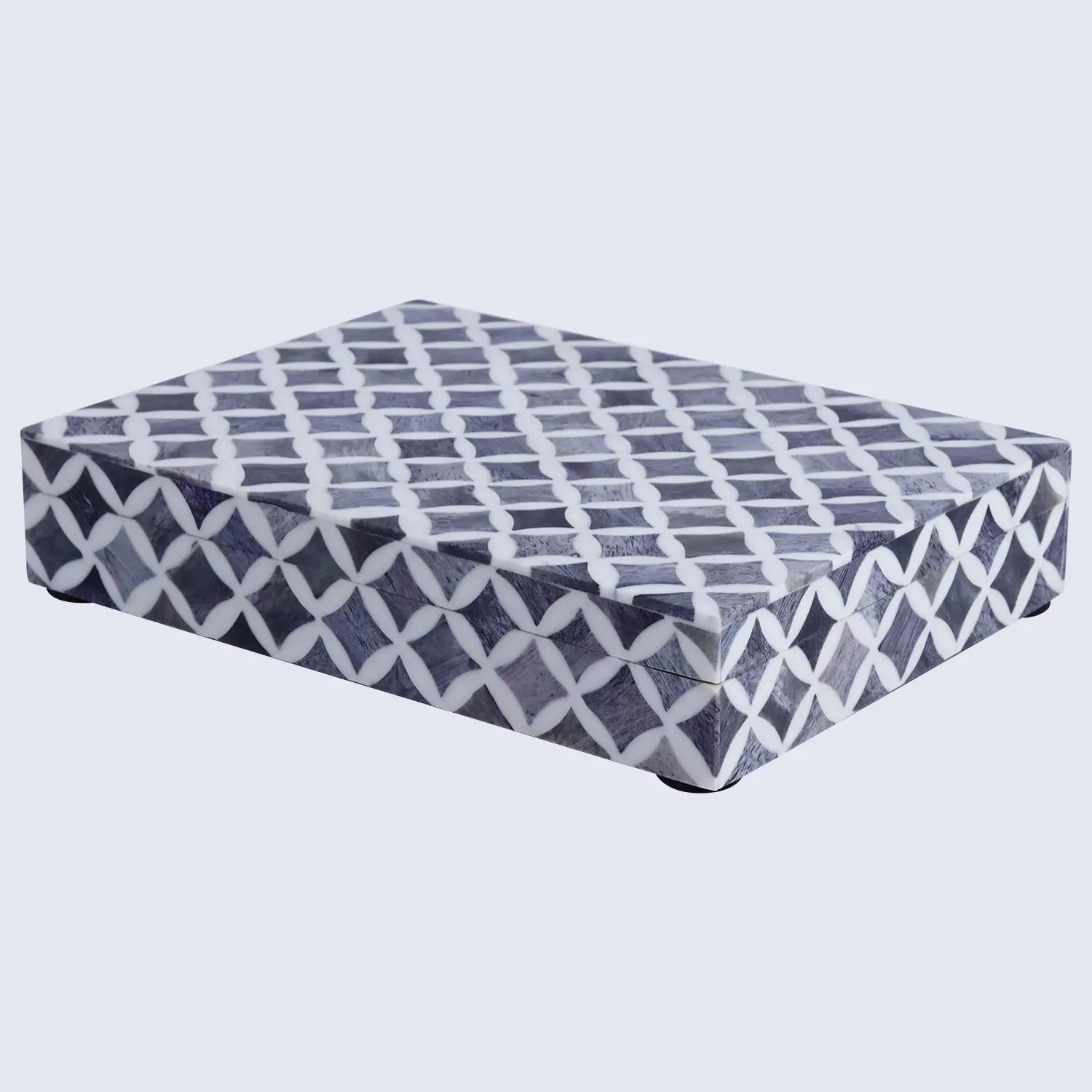 Star Pattern Bone & Resin Inlay Decorative Storage Box – Grey - Concordia Style Boutique