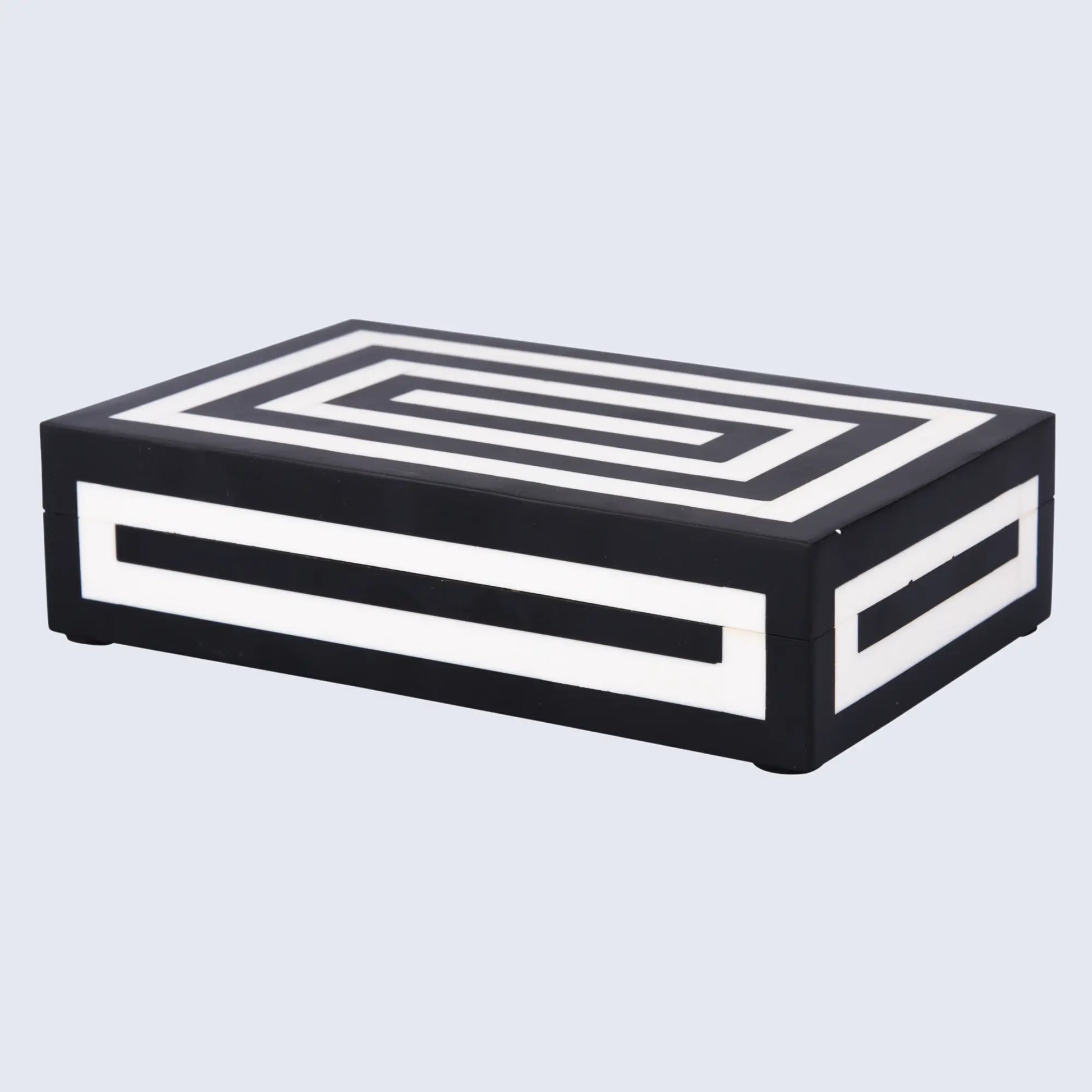 Decorative Storage Box Medley Concentrics Resin Inlay in 8 Sizes, Black & White - Concordia Style Boutique