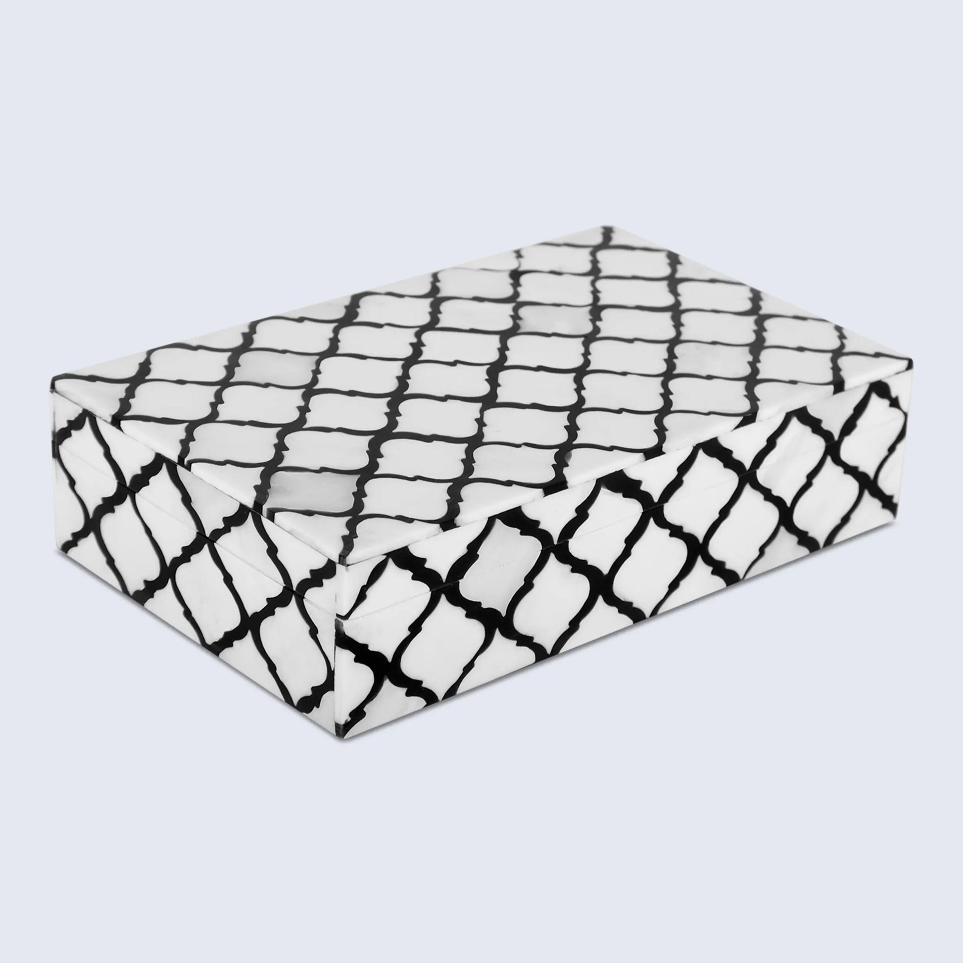 Moroccan Bone & Resin Inlay Decorative Storage Box in 9 Sizes, Black & White - Concordia Style Boutique