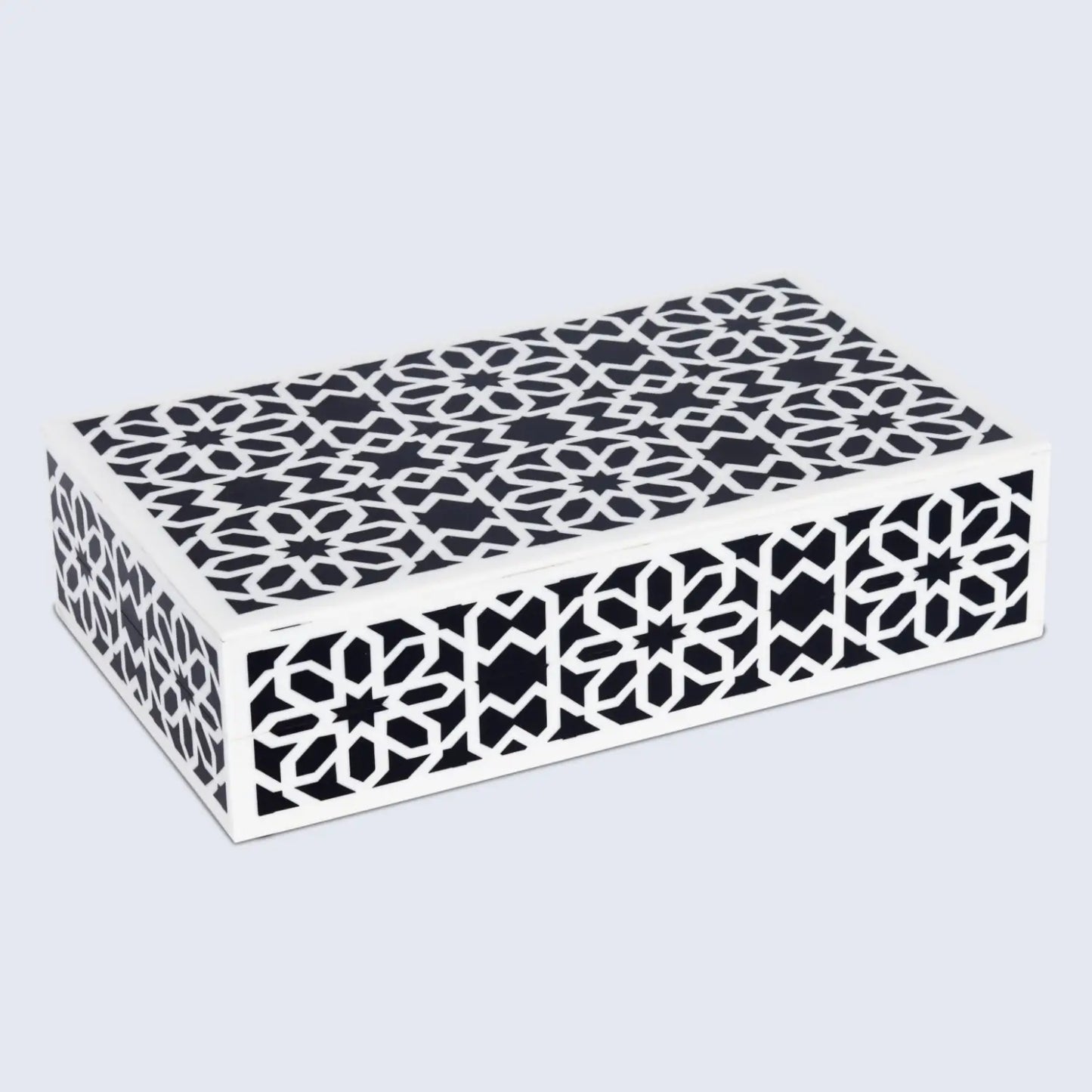 Decorative Storage Box Shiraz Resin Inlay in 7 Sizes, Black & White - Concordia Style Boutique