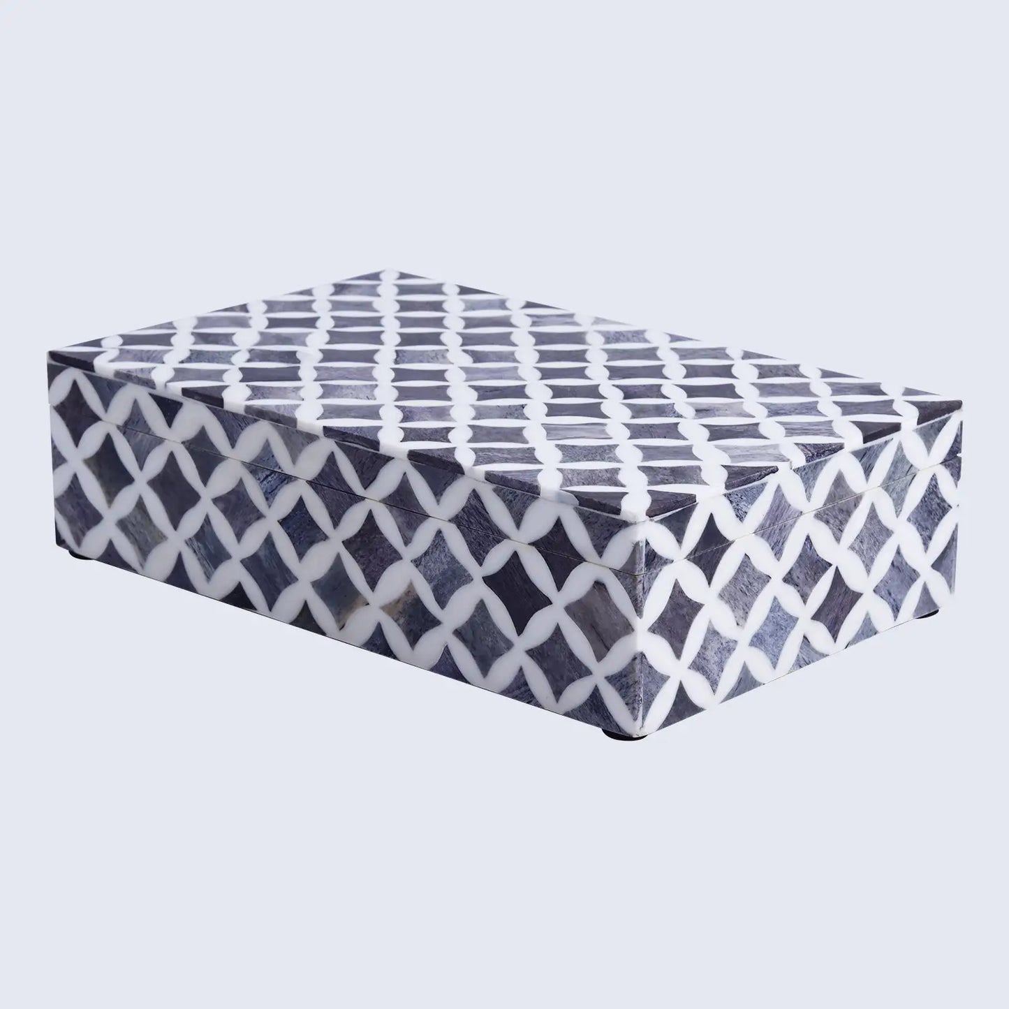 Star Pattern Bone & Resin Inlay Decorative Storage Box – Grey - Concordia Style Boutique