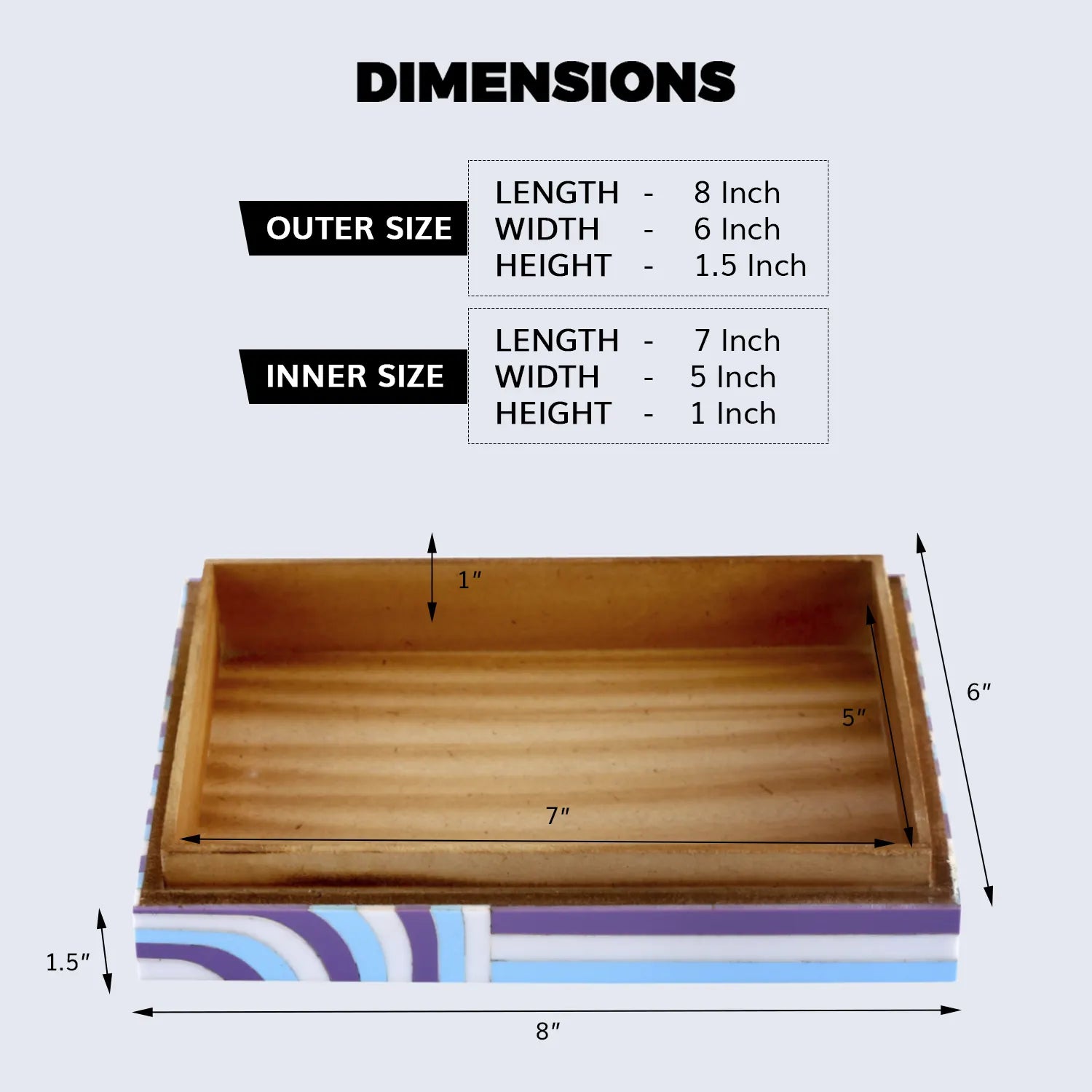 Decorative Storage Box Carnaby Hip Resin Inlay 8 x 6 x 1.5 inch - Concordia Style Boutique