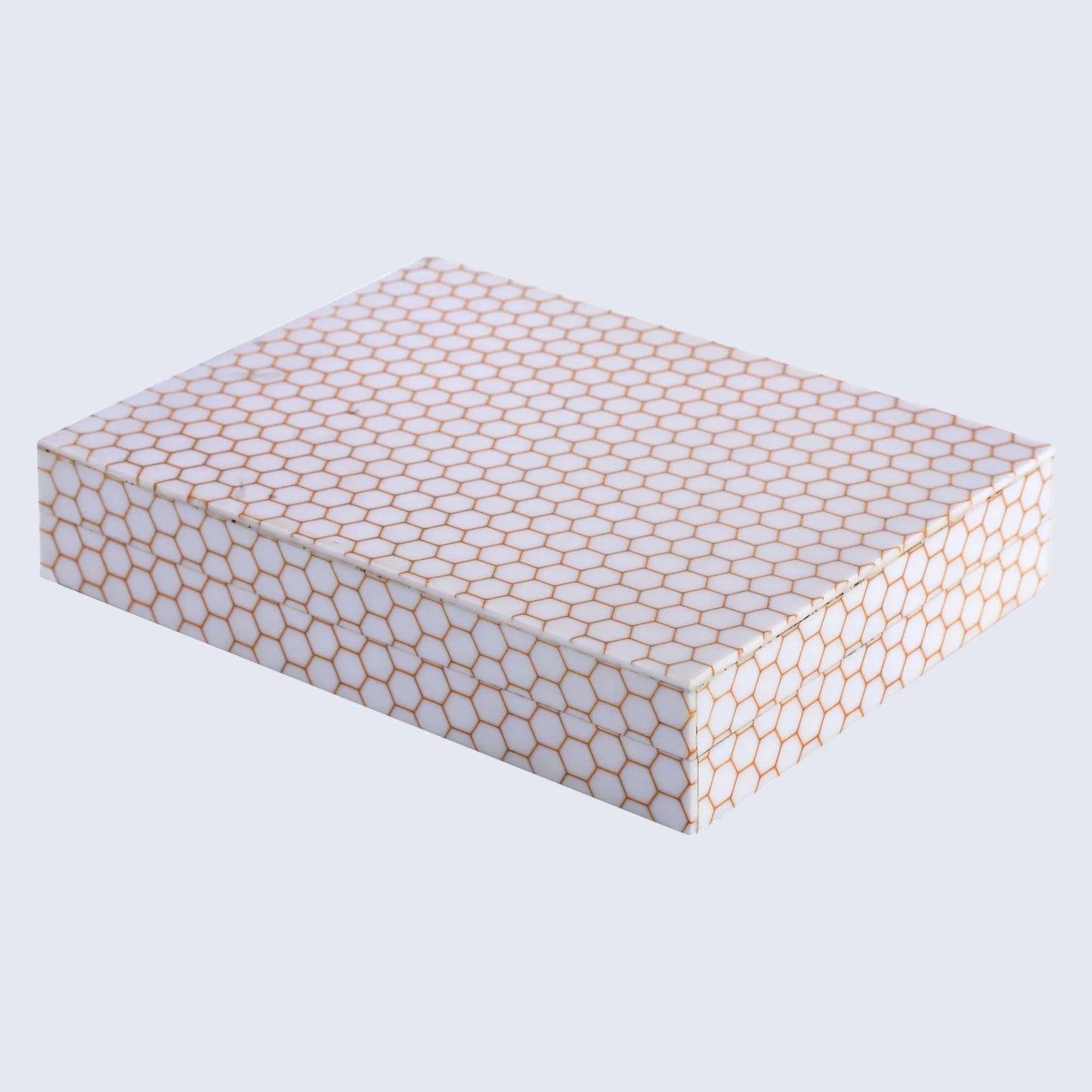 Decorative Storage Box Hive Honey Resin Inlay 8 x 6 x 1.5 inch - Concordia Style Boutique