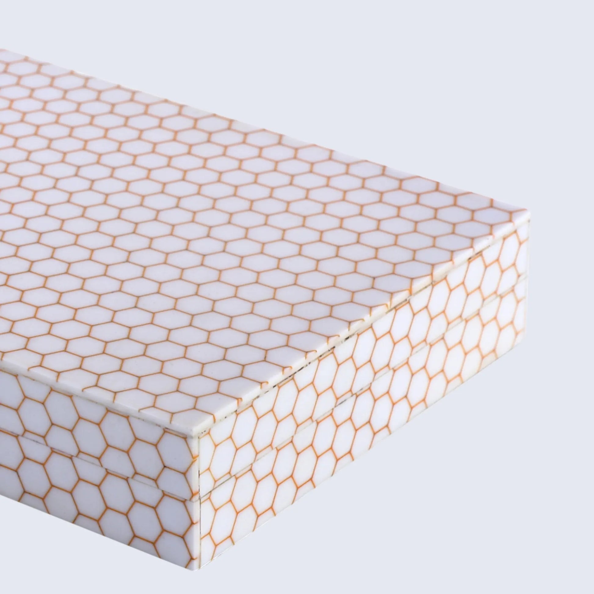 Decorative Storage Box Hive Honey Resin Inlay 8 x 6 x 1.5 inch - Concordia Style Boutique