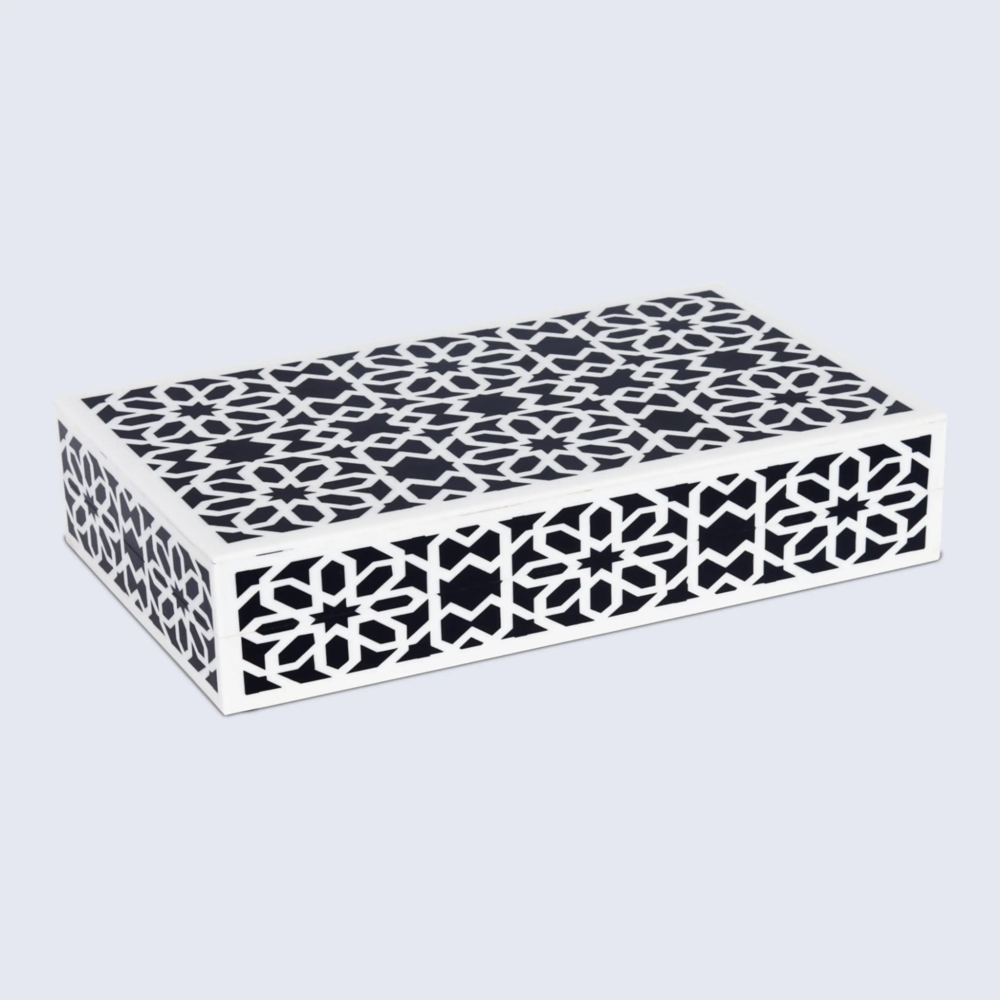 Decorative Storage Box Shiraz Resin Inlay in 7 Sizes, Black & White - Concordia Style Boutique