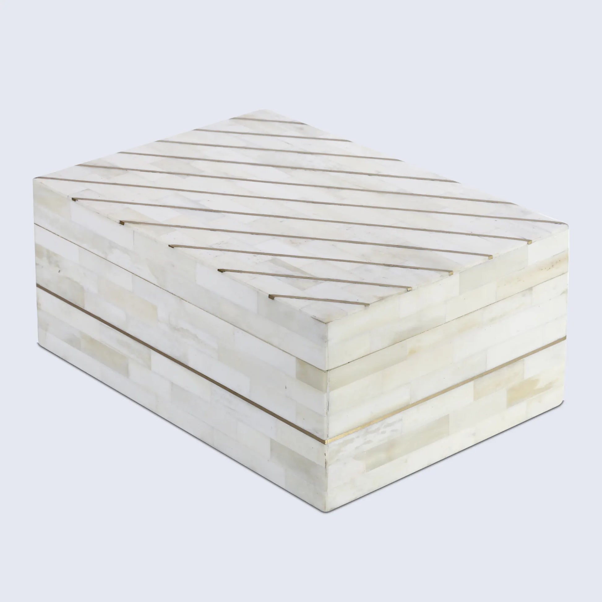 Aegean Pearl Bone Inlay & Brass Decorative Storage Box in 2 Sizes - Concordia Style Boutique