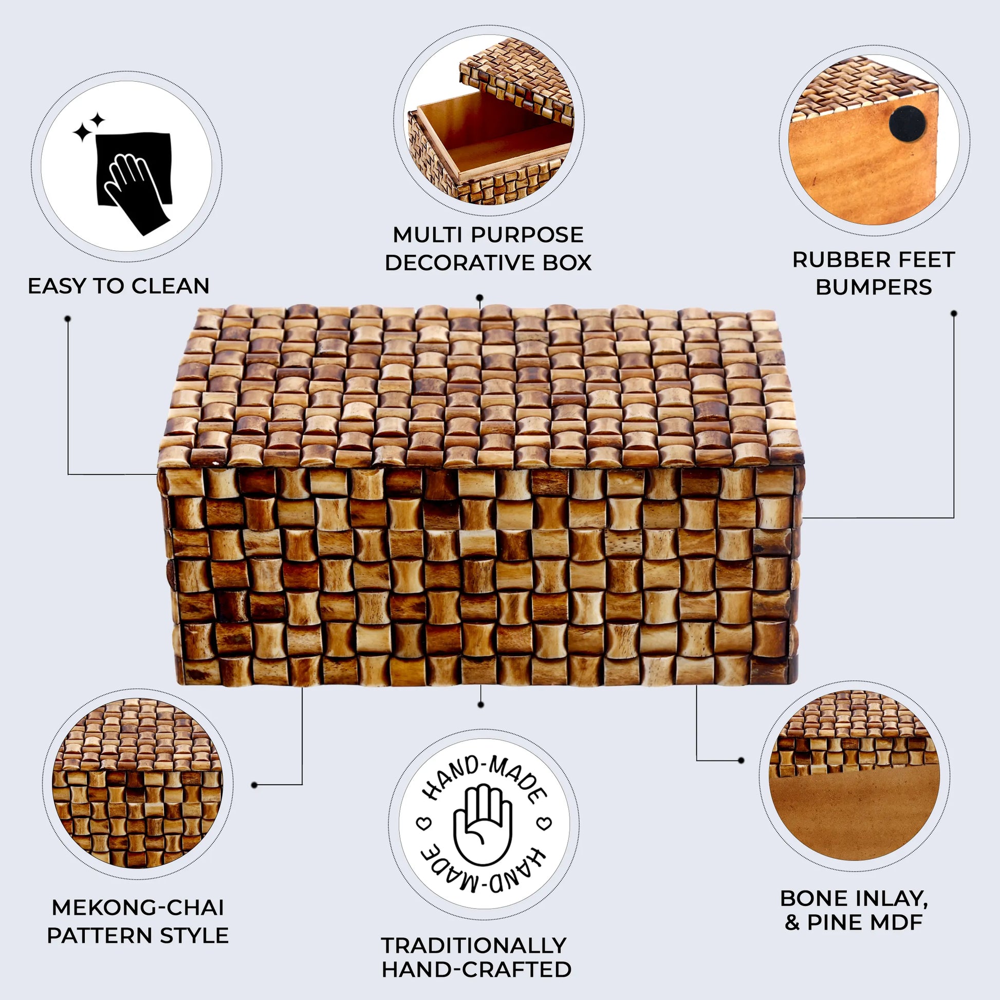 Decorative Storage Box Mekong Chai Bone Inlay in 2 Sizes - Concordia Style Boutique