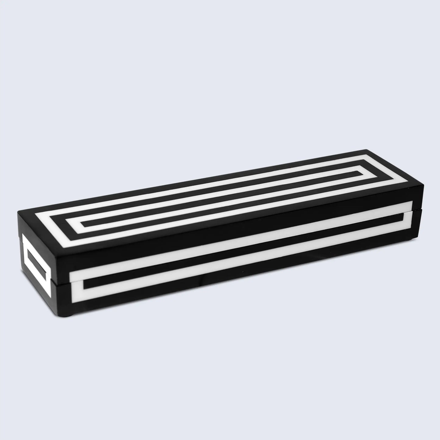 Decorative Storage Box Medley Concentrics Resin Inlay in 8 Sizes, Black & White - Concordia Style Boutique