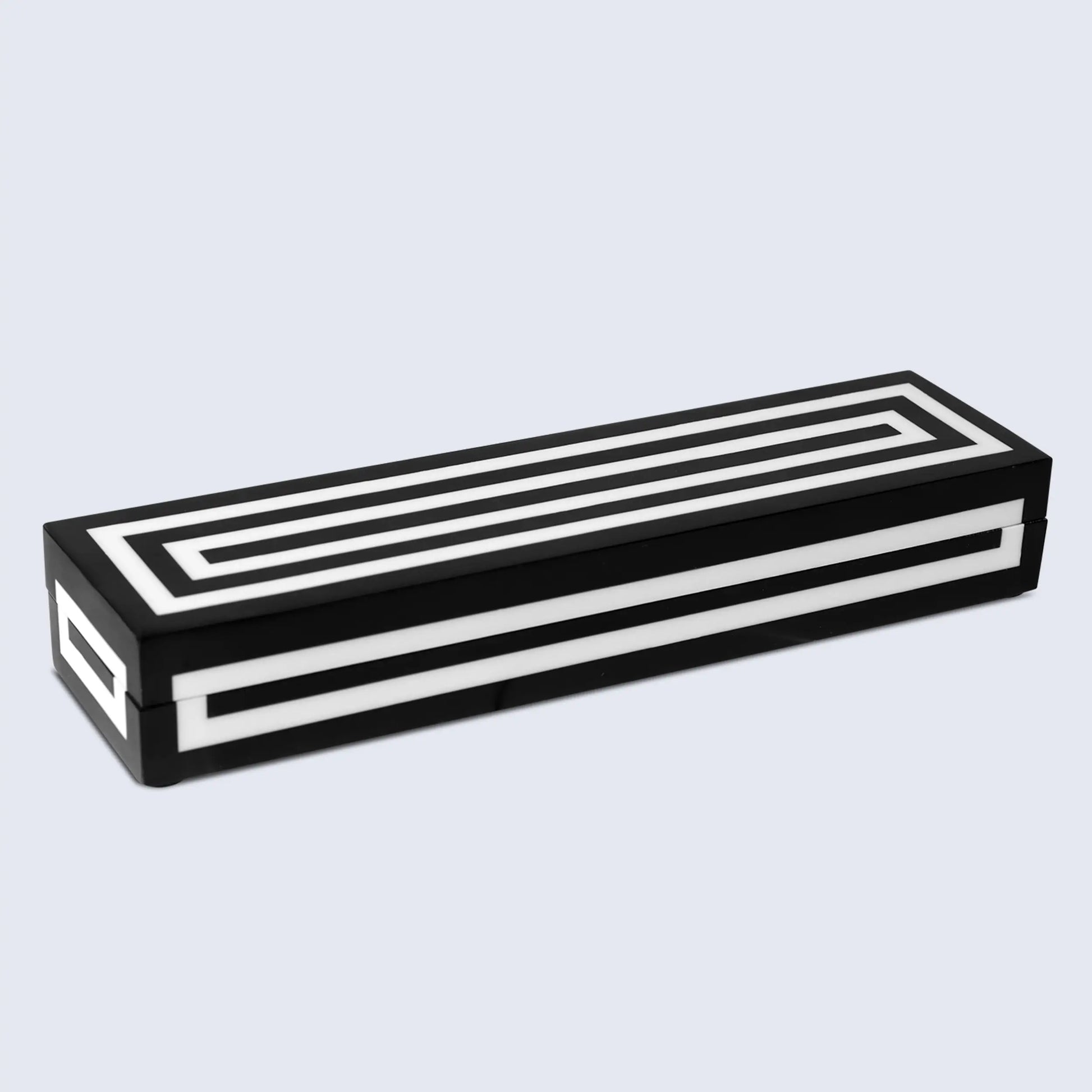 Decorative Storage Box Medley Concentrics Resin Inlay in 8 Sizes, Black & White - Concordia Style Boutique