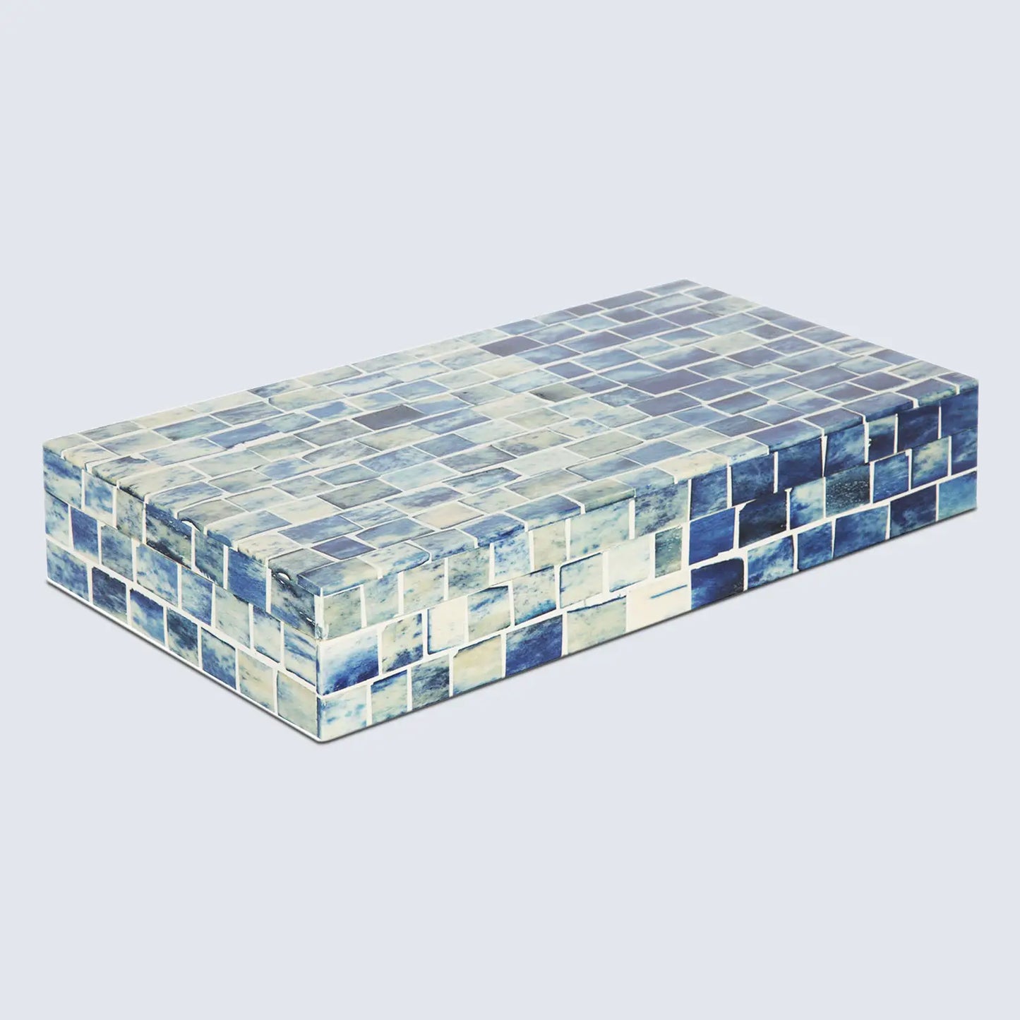 Decorative Storage Box Indigo Mosaic Bone & Resin Inlay in 2 Sizes - Concordia Style Boutique