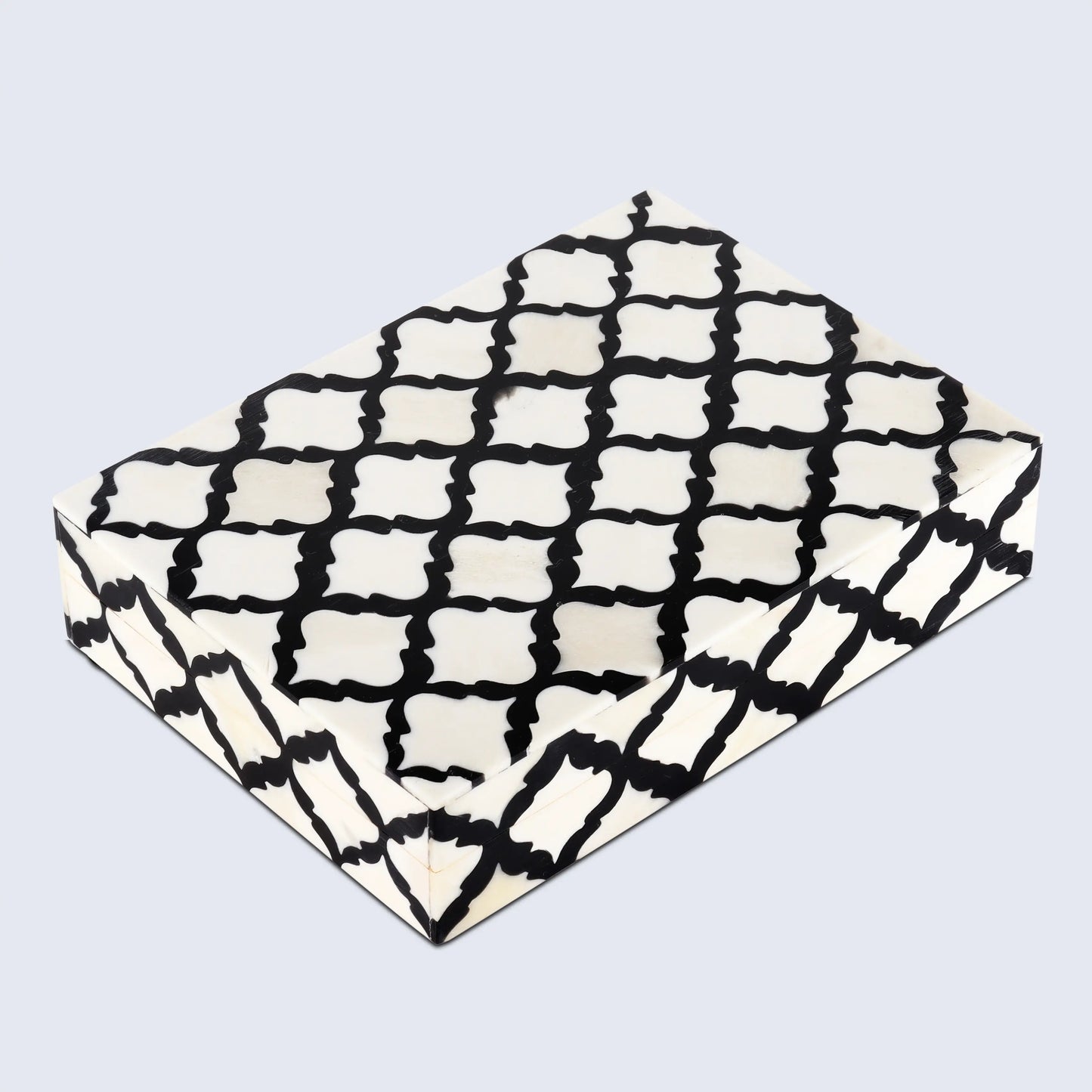 Moroccan Bone & Resin Inlay Decorative Storage Box in 9 Sizes, Black & White - Concordia Style Boutique