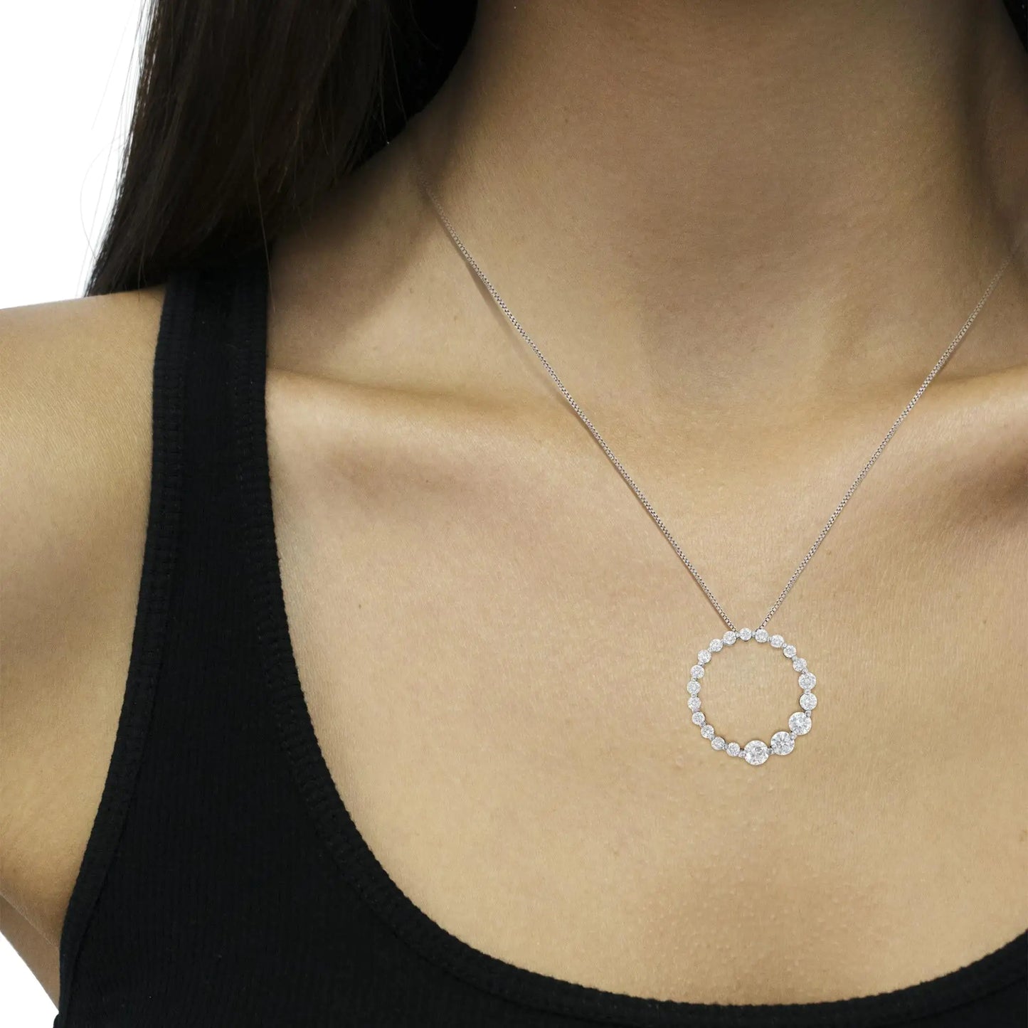 *SOLD OUT* 10K Yellow Gold Round Cut Diamond Circle Sparkle Pendant Necklace (1.00 cttw, H-I Color, I1-I2 Clarity) - Concordia Style Boutique
