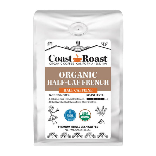 Organic Swiss Water Half-Caf French Whole Bean Coffee - Concordia Style Boutique