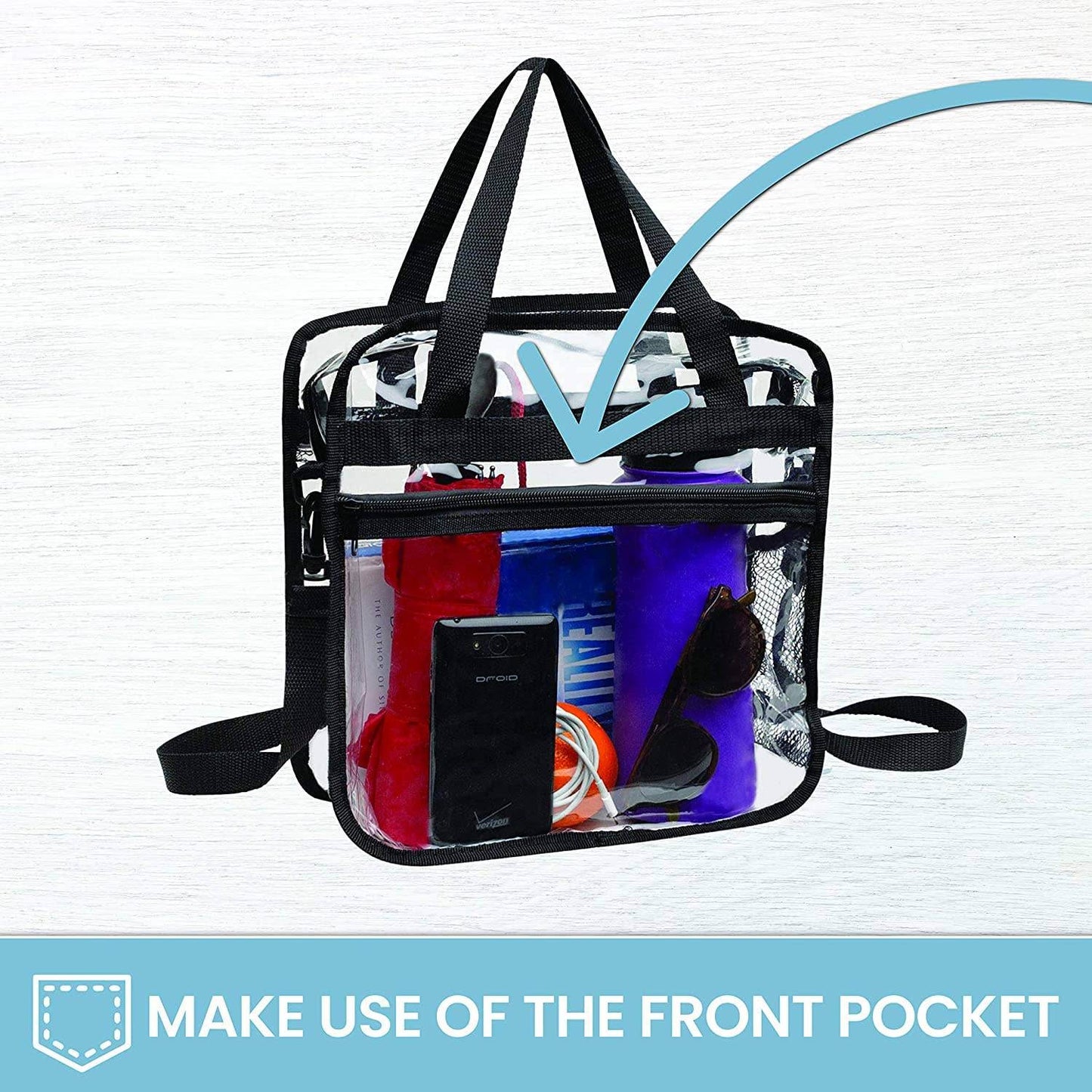 Bagsko Clear Bag, Stadium Approved With Zipper Closure And Front Pocket - Concordia Style Boutique