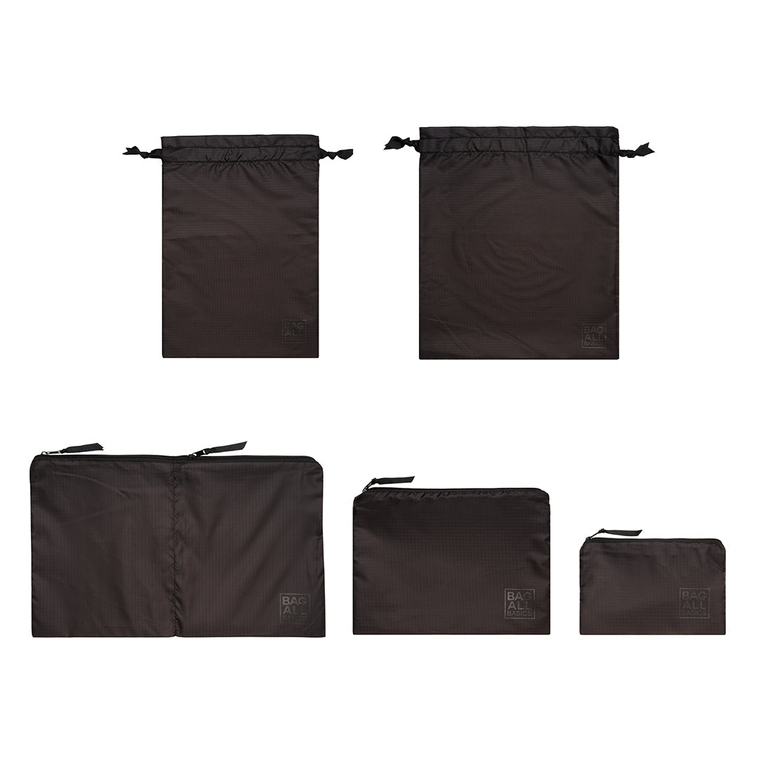 Packing Bags Set in Recycled Nylon, 5-pack, Black - Concordia Style Boutique