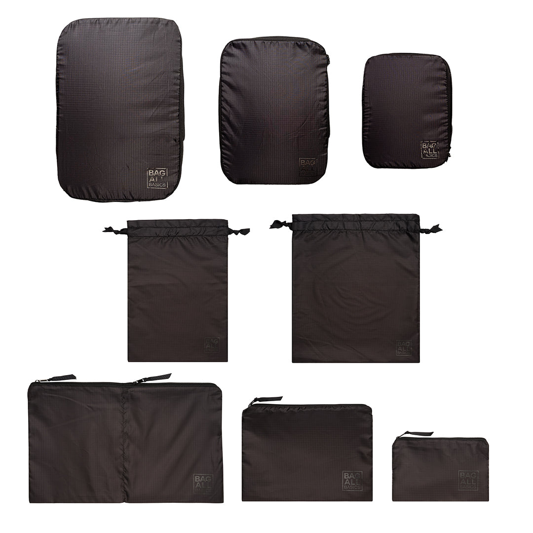 Compression Cubes & Packing Bags Set, 8-pack, Black - Concordia Style Boutique