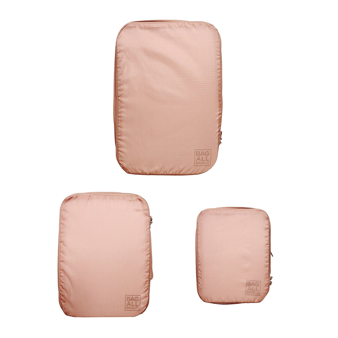Re-cycled and Reinforced Nylon Compression Packing Cubes, 3-pack Pink/Blush - Concordia Style Boutique